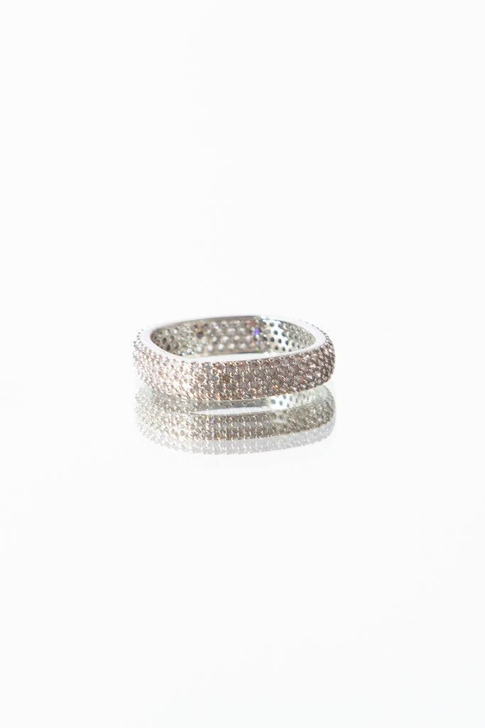 Silver Thin Square Diamond Band Ring