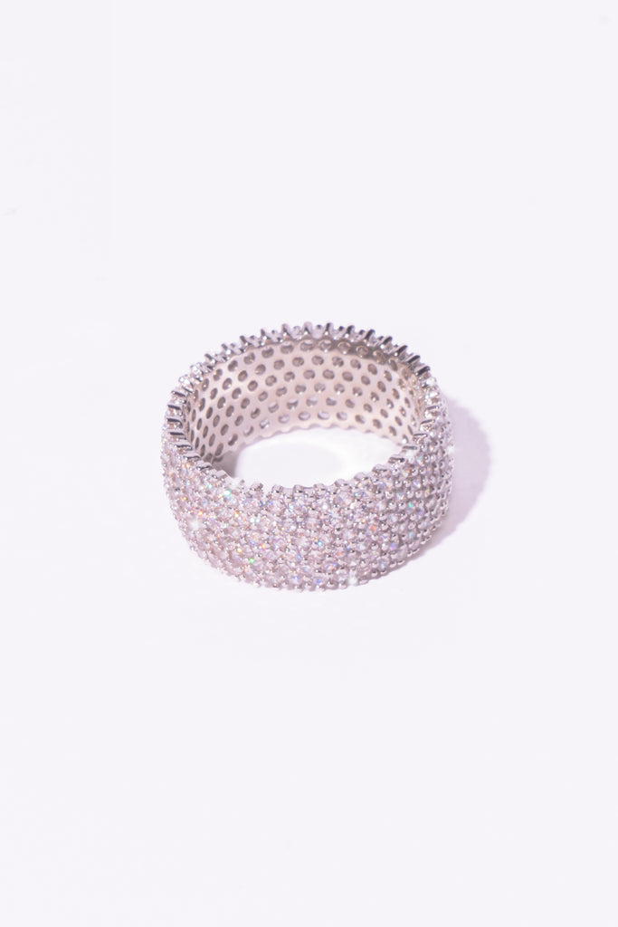 Silver Thick Diamond Band Ring