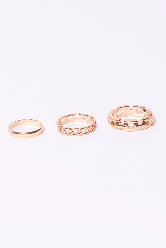 Gold Link Midi Ring Set