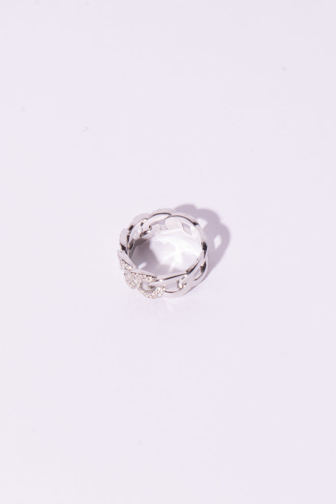 Silver Link Diamond Ring