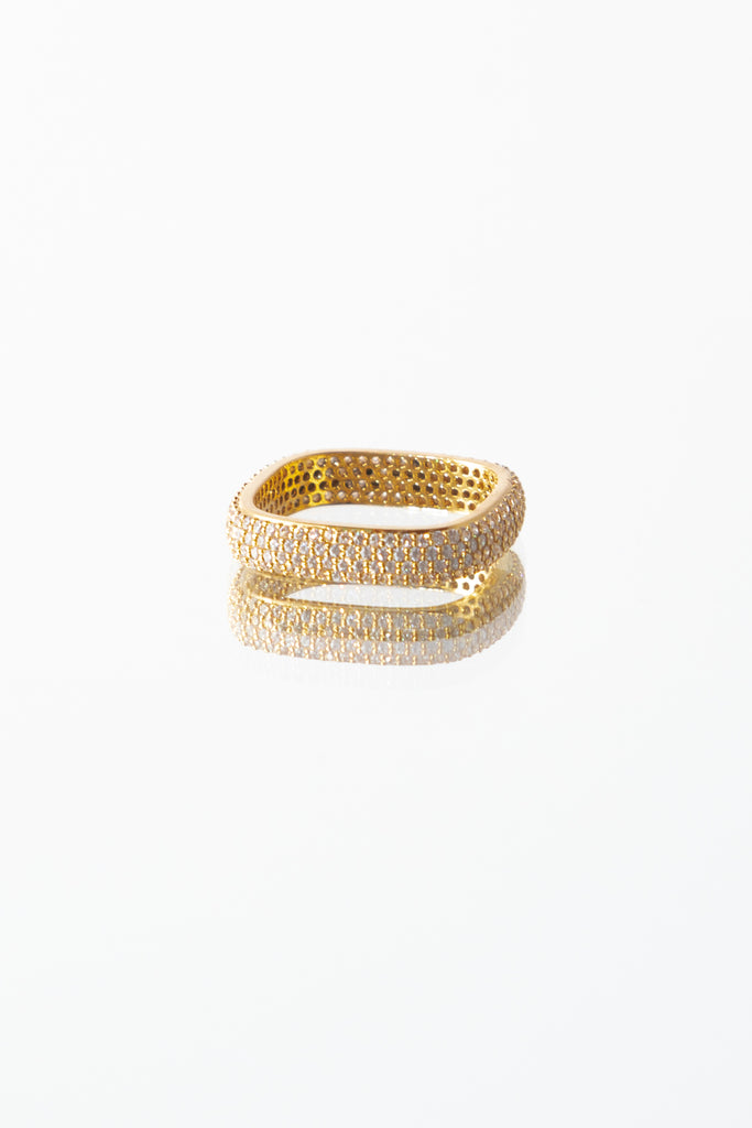 Gold Thin Square Diamond Band Ring